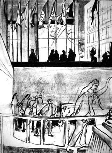 Skating Rink Rockefeller Center;
Willow Charcoal/Paper, 2013;
24 x 18 in. Skating Rink Rockefeller Center;
Willow Charcoal/Paper, 2013;
24 x 18 in.
